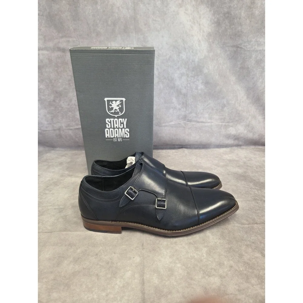 Stacy Adams Mens SZ 12D Nvy Dress Shoes Bayne SO - Picture 2 of 6